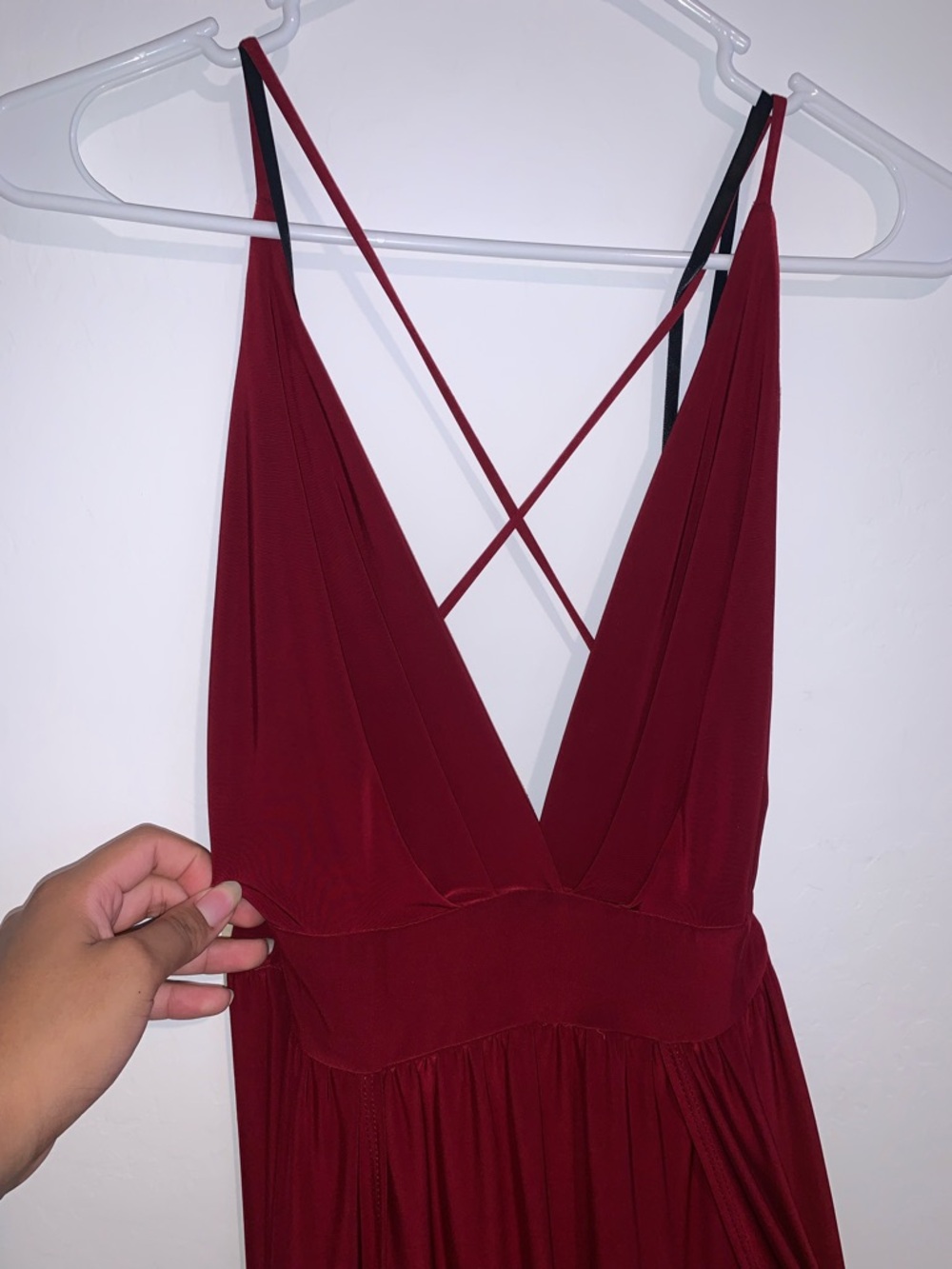 Burgundy Plunge Maxi Dress with Double High Slits by Windsor - Picture 3 of 7